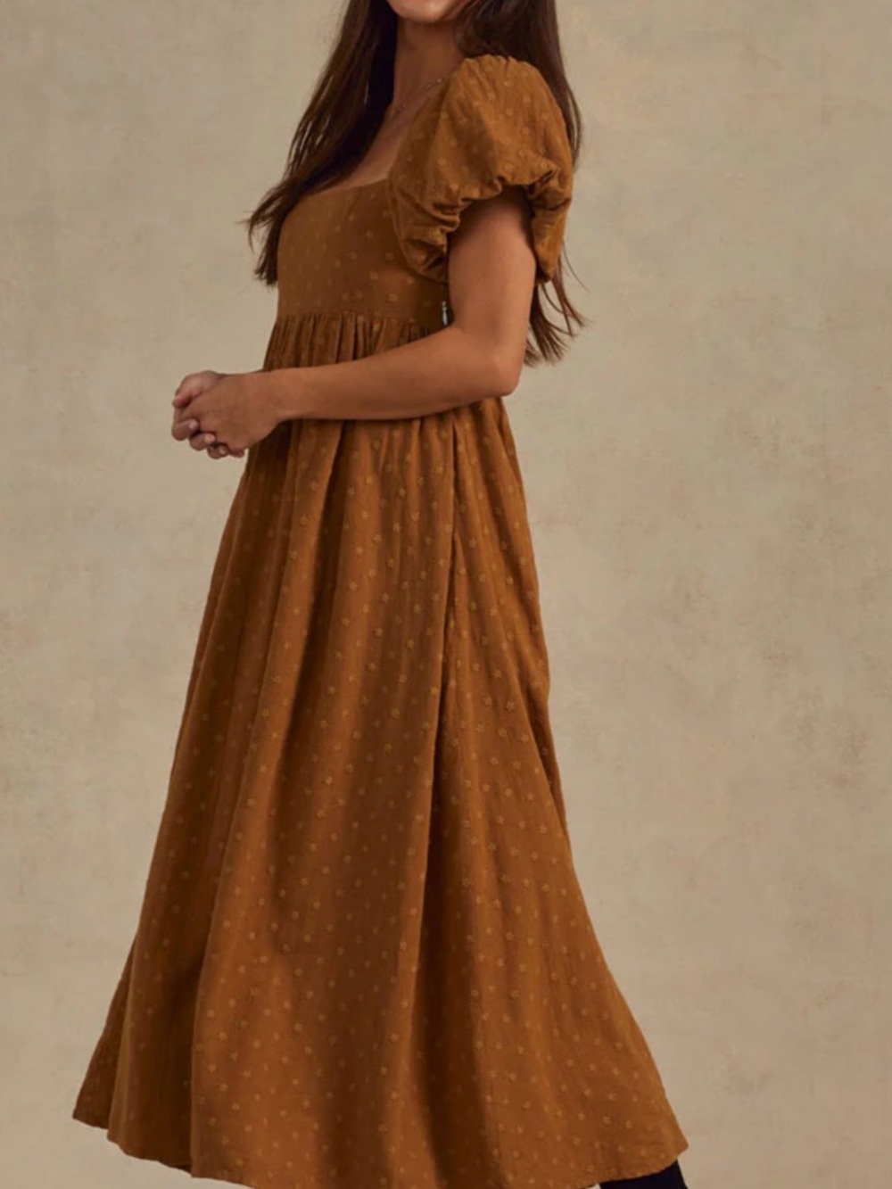 LIKE NEW Rylee and Cru OCEANE Women's Puff-Sleeve Maxi Dress in Mustard Yellow - Picture 11 of 12